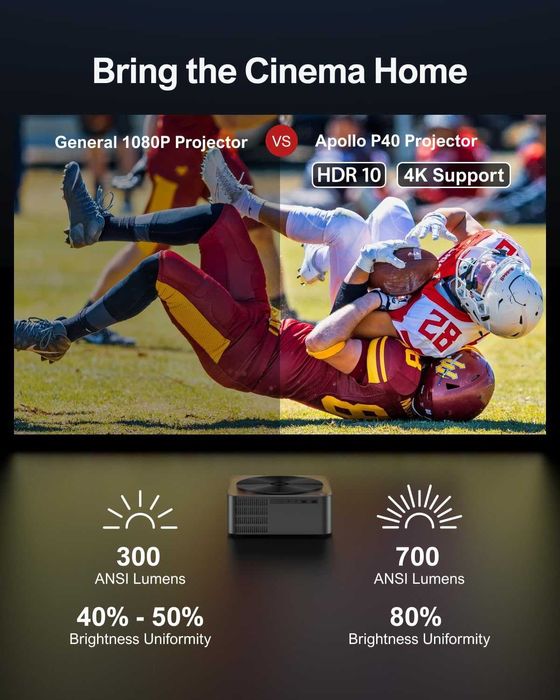 Смарт Проектор Ultimea Apollo P40 - 700 ANSI, Автофокус и 4K