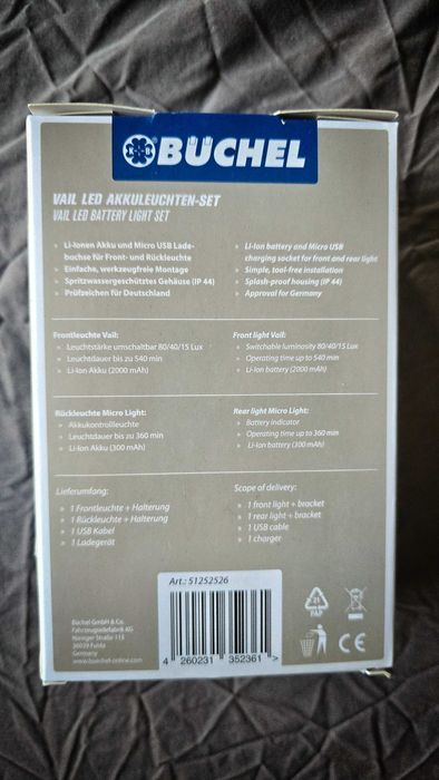 Buchel Vail80 комплект LED светлини за велосипед