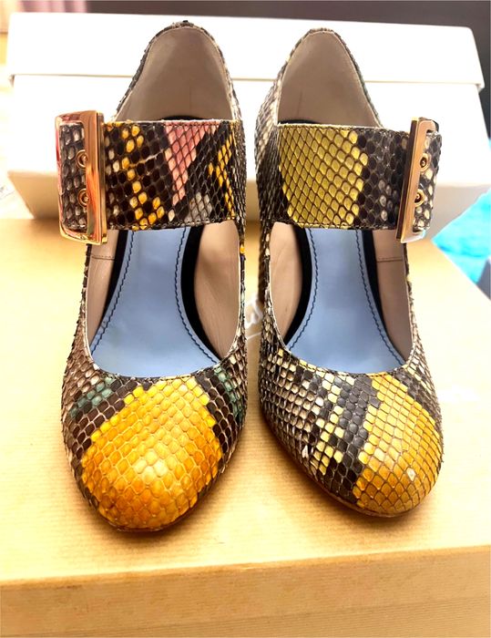 Экслюзивные брендовые туфли Lanvin питон мультиколор Paris