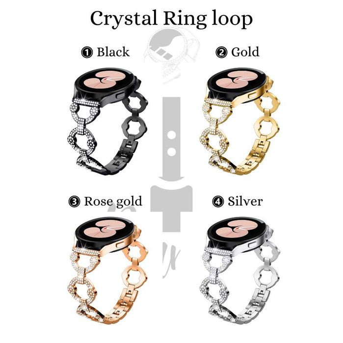 Crystal ring stainless steel верижка за Samsung/Huawei/Amazfit/Garmin