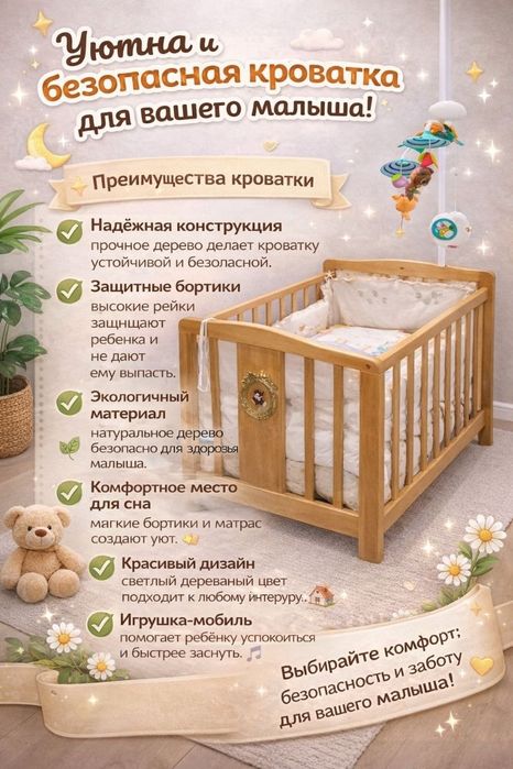 Продается детская кроватка с люлькой в хорошем состоянии