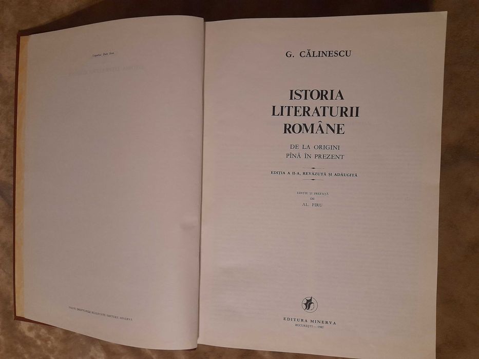 Istoria Literaturii Romane de la Origini pana in Prezent.  G.Calinescu