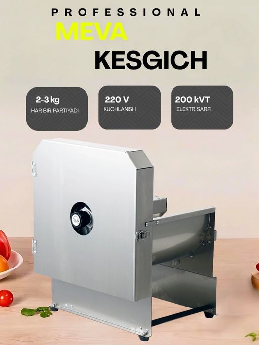 Meva va muzlatilgan go'shtni to'g'rash, kesish, kesish uchun elektr