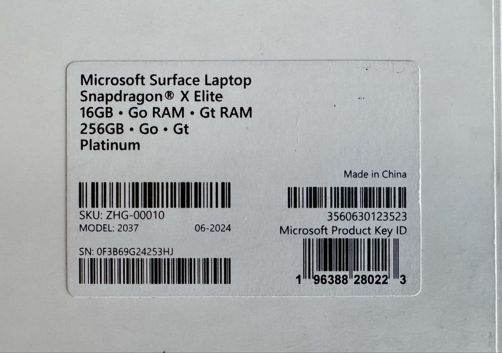 Microsoft Surface Laptop 7 15” 2037 X Elite 16GB 256GB Nou Sigilat
