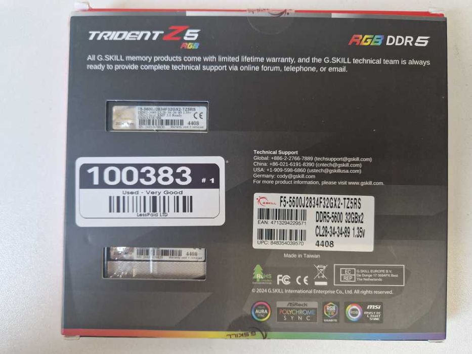 MEM 2*32G|GSK F5-5600J2834F32GX2-TZ5RS R