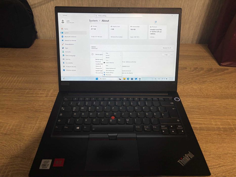 Лаптоп Lenovo ThinkPad i7-10510U/512SSD/16RAM/Win11