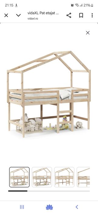 Pat etajat cu scara si acoperis 90x200