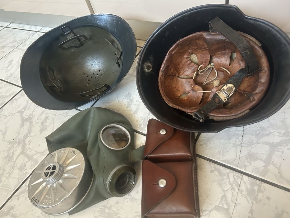 Casca politie, pompieri ww2 model adrian,masca gaze cartusiera