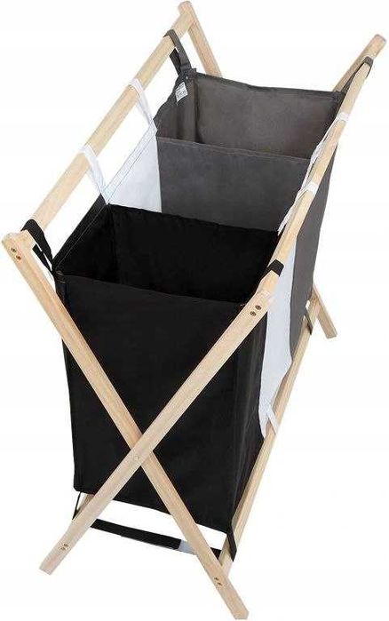 Кош за пране сгъваем с 3 отделения, 75 x 40 x 72 см