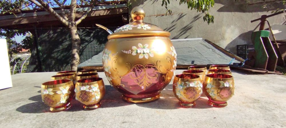 Чехословашки пунш от 24К злато (Czechoslovakian Bohemia Ruby Glass)