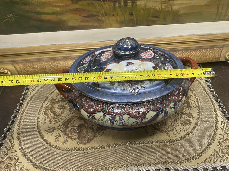 Супник Японска порцеланова купа с капак Satsuma Япония 1920 1930