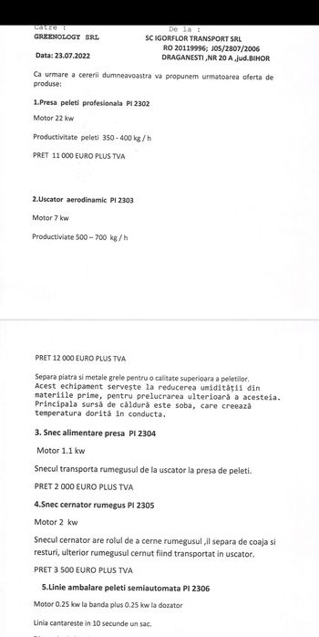 Peleti Linie- Presa - utilaje noi