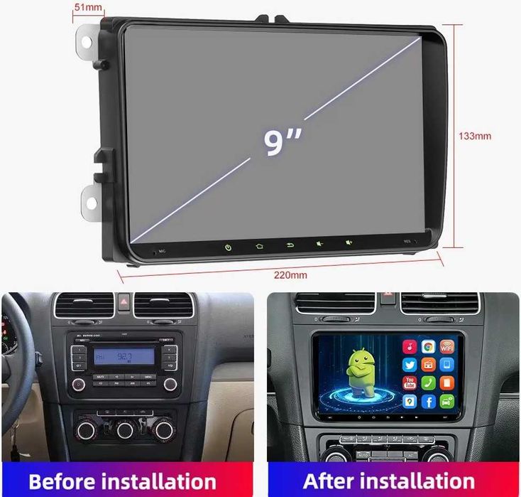 Navigatie 4Gb  Carplay Waze Youtube Volkswagen Passat Golf Jetta skoda