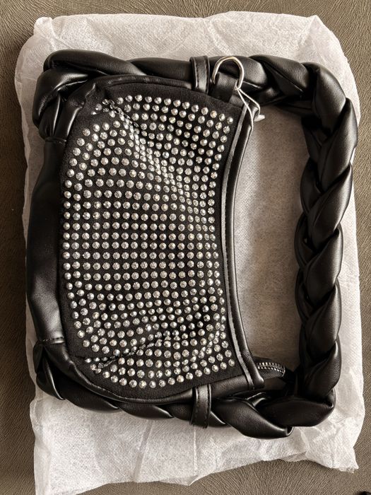 Дамска чанта кожена с камъни