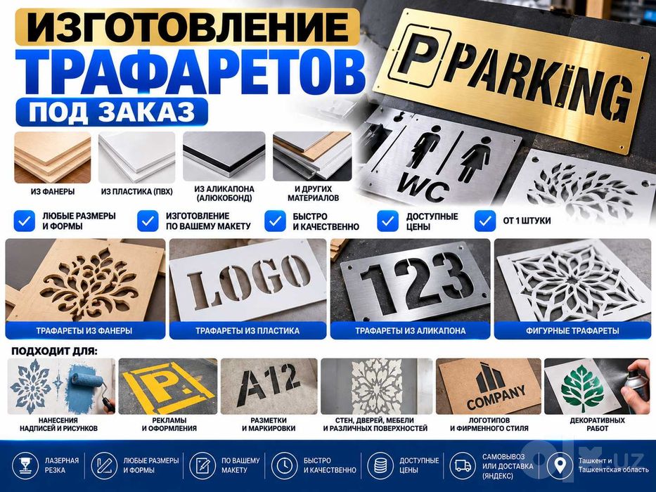Изготовление трафаретов на заказ | Фанера, пластик, Аликобонд