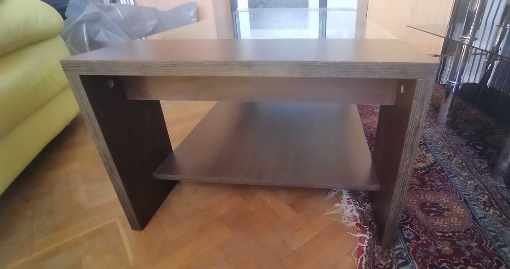 Ниска холна маса Венге ПДЧ и Стъкло 120 х 60 х 41см височина