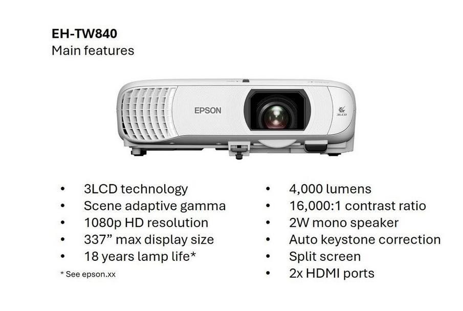 Проектор Epson EH-TW840 Full HD (1920x1080) Tehnodom.uz