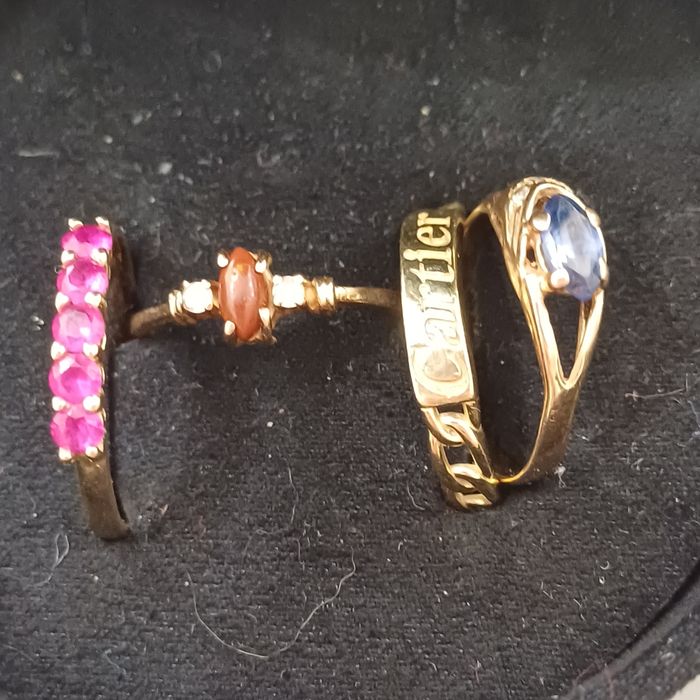 Пръстен, злато 14 карата, скъпоценни камъни