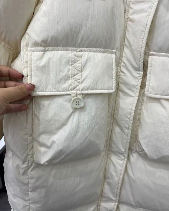 Тёплая женская зимняя пуховик-парка, цвет молочный