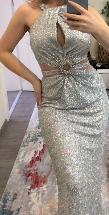 Стилна официална пайетена дълга рокля