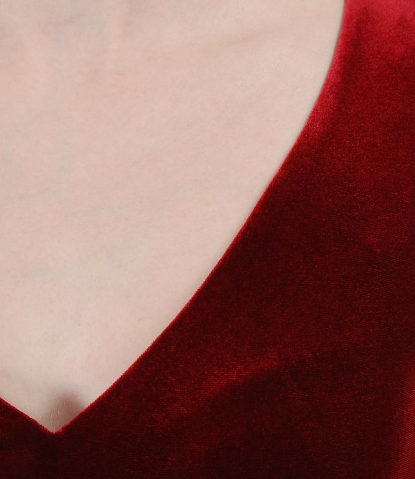 Bluza eleganta Yokko noua din catifea elastica cu maneci de tulle