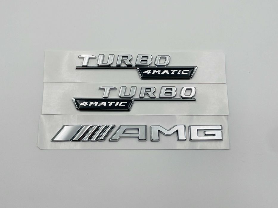 Set Embleme Compatibile Mercedes turbo 4matic AMG crom