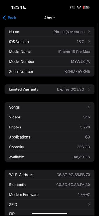 Iphone 16 pro max 256gb