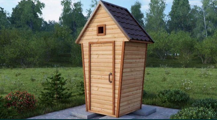 Уличный деревянный туалет для дачи