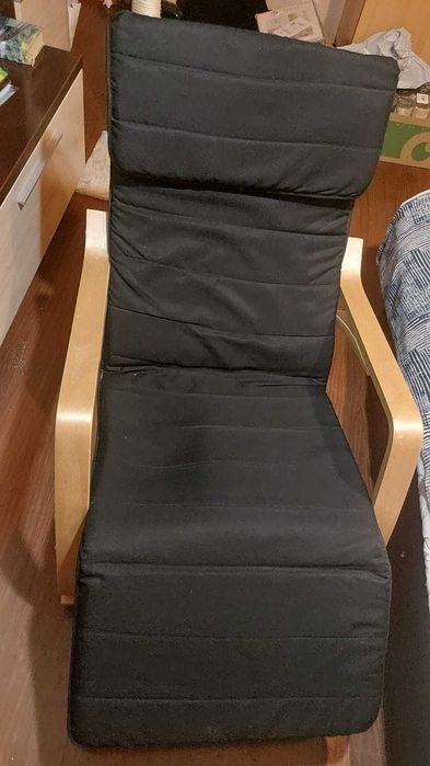 Fotoliu balansoar lemn prevazut cu husa textila, defect minor