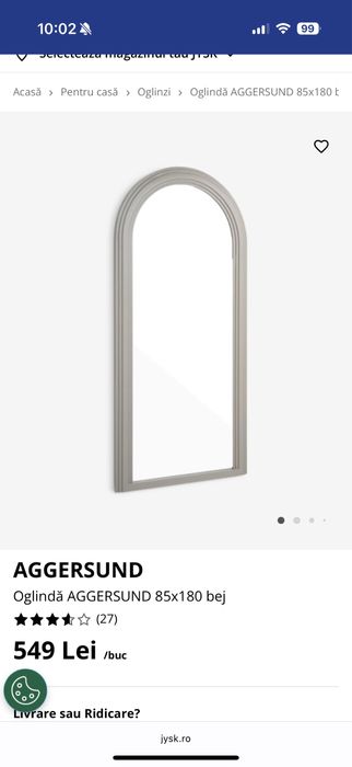 Oglinda Bej Jysk 85x180