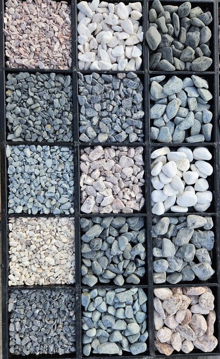 Piatra decorativa ornementala neagra, rotunjita gradina alb gri rosie