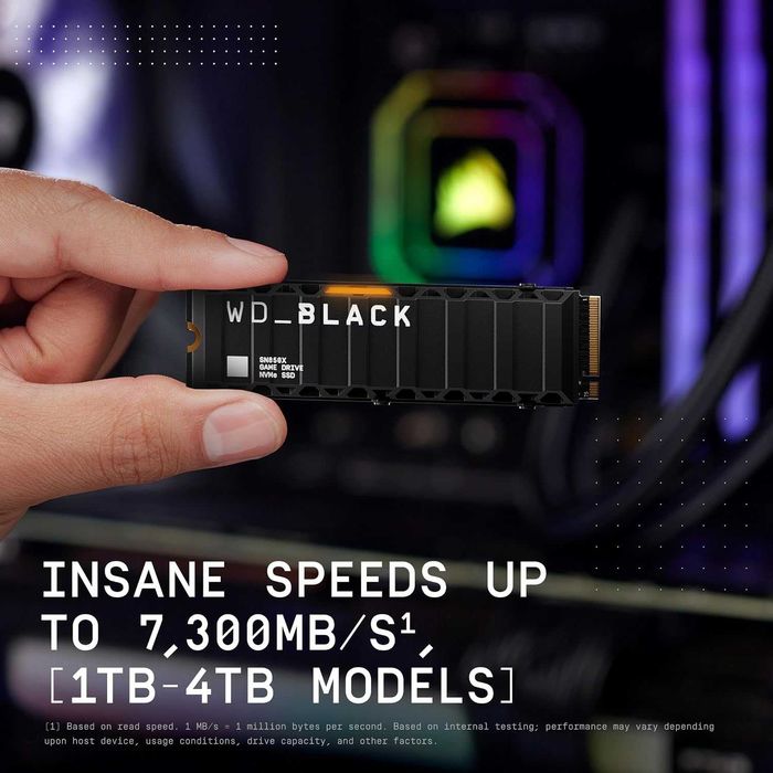 Нова Памет SSD 1TB Western Digital WD_BLACK SN850X, NVMe, M.2 (2280), скорост на четене до 7300MB/s, скорост на запис до 6300MB/s, 5 години Гаранция
