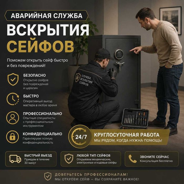 Вскрытие сейфов - открыть сейф, восстановление кода и ключей