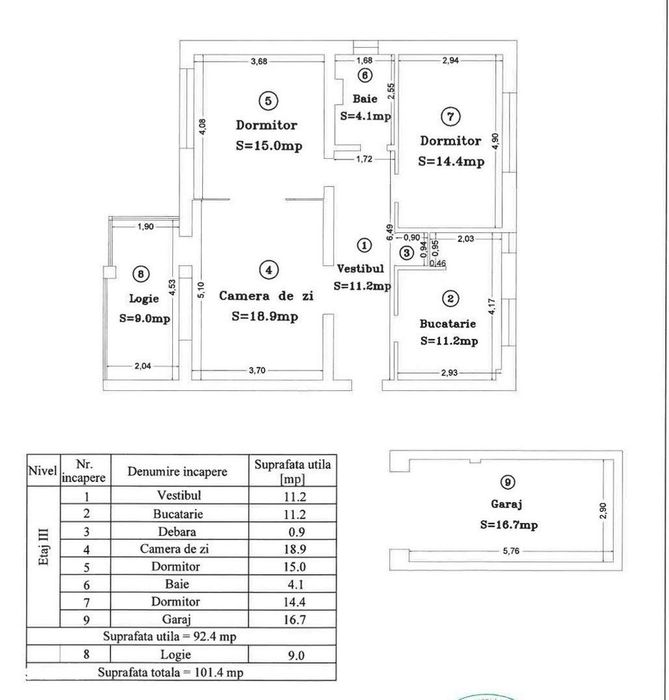Apartament 3 camere, str. Bucuresti, suprafata generoasa