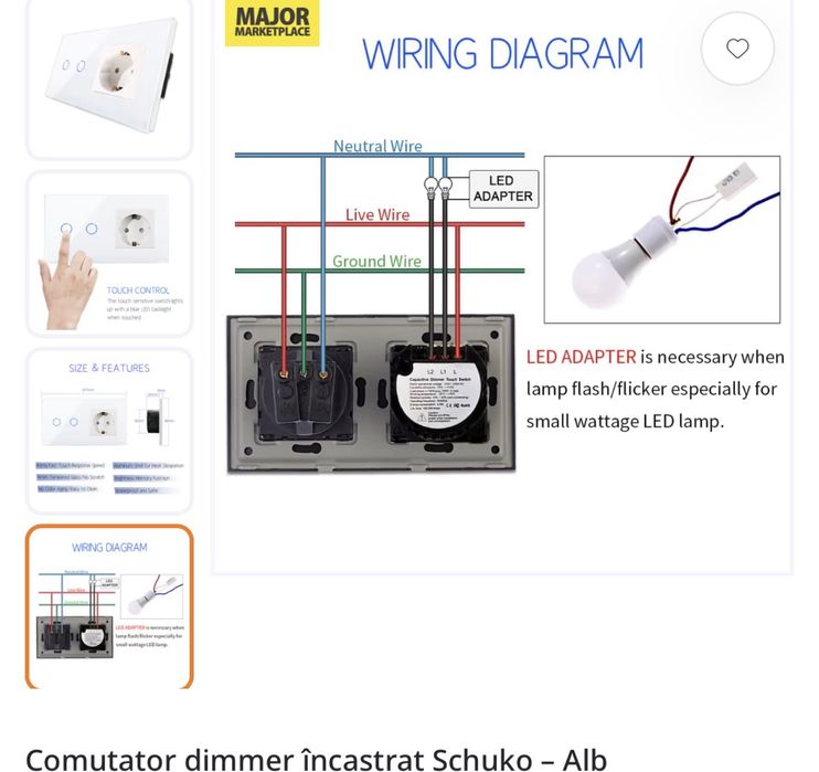 Vand comutator cu touch si priza cu rama din sticla