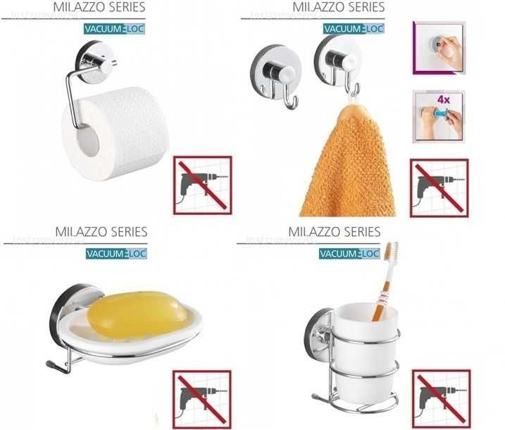 Вакумни закачалки, поставка за тоалетна хартия, сапунерка, чаша WENKO