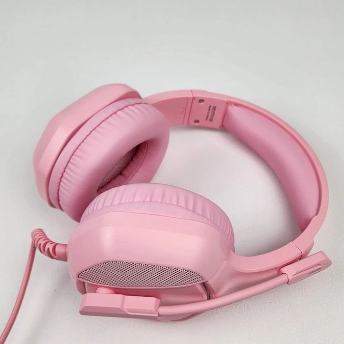 Геймърски слушалки IMYB RGB, розови, кабелни с микрофон, 3.5 мм, PC, PS5, Xbox, Switch с кутия