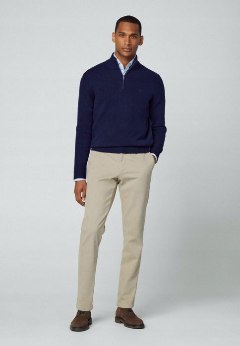 100% вълна Hackett London 1/4 Zip Wool Pullover ОРИГИНАЛ мъжки пуловер