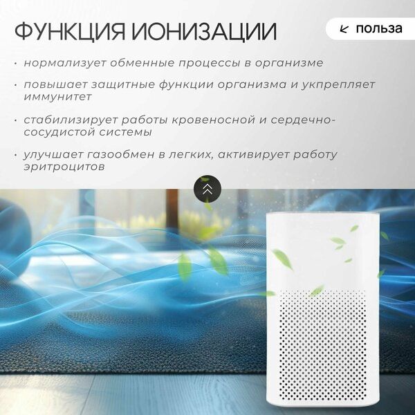 Очиститель воздуха, с ионизатором, фильтр HEPA H13,