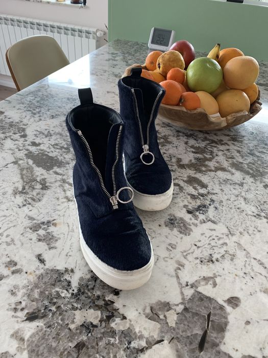 Celine Zipper Bootie Navy Pony Calfskin/ Kylie Jenner