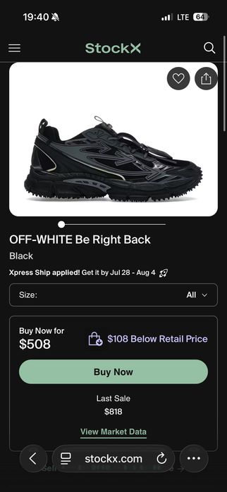 OFF-WHITE Be Right Back 36-47