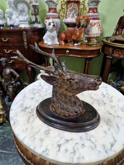 Уникална антикварна френска метална фигура статуетка за стена