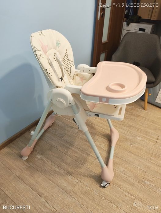 Scaun de masă Kinderkraft Yummy Pink – stare foarte bună