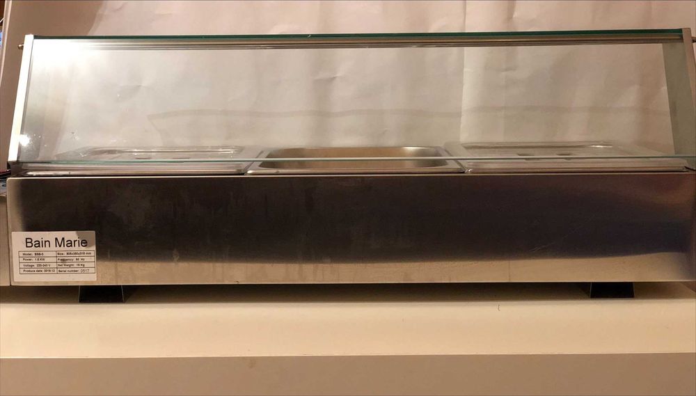 витрина за затопляне с водна баня-BAIN MARIE(9O5/350/315мм)-1.5KW-15kg=77евро
