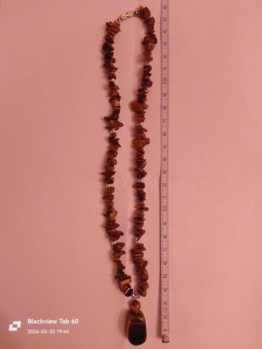 Ожерелье / бусы, камень тигровый глаз