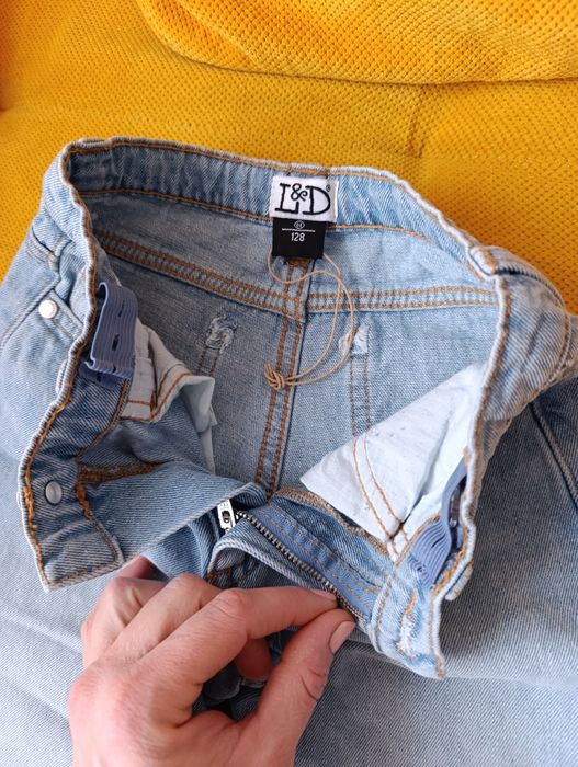 Детски прави дънки сини, деним, внос от Германия, L&D, размер 128 см (