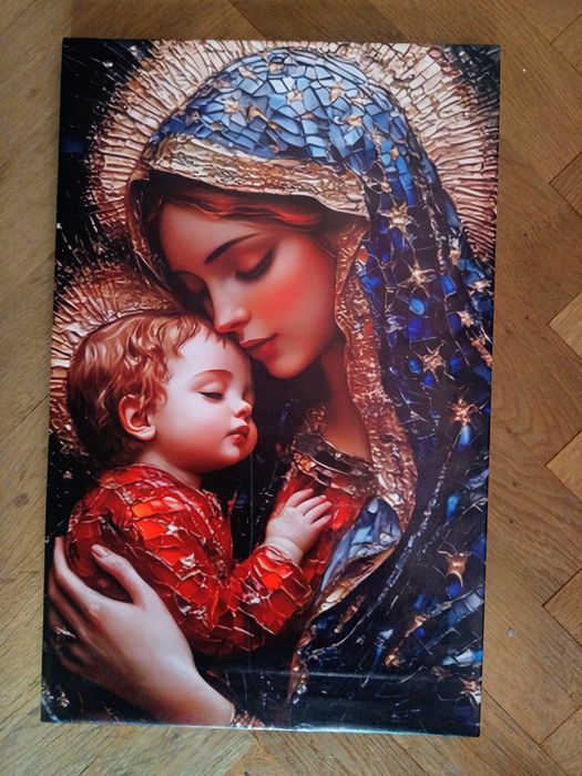 Vând poster pe pânză,reprezentând pe Maica Domnului cu Isus in brațe