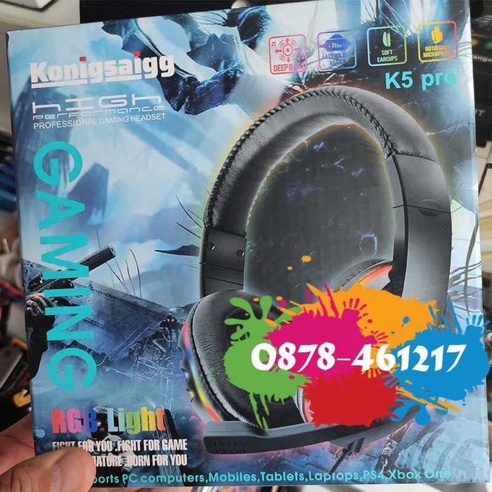 Геймърски Слушалки RGB Light K5 Pro / Gaming KONIGSAIGG
преглед