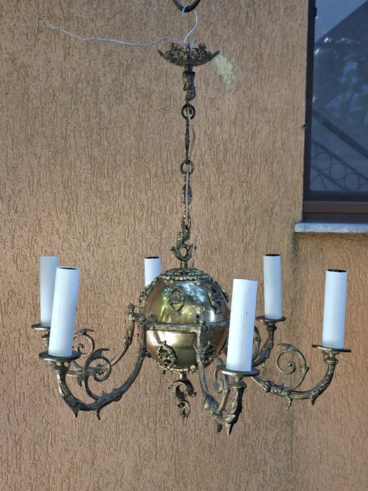 Candelabru vintage, bronz si alamă