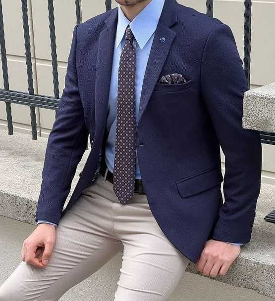 Sacou blazer slim 46 S de lux Club Of Gents NOU lana super 120's navy